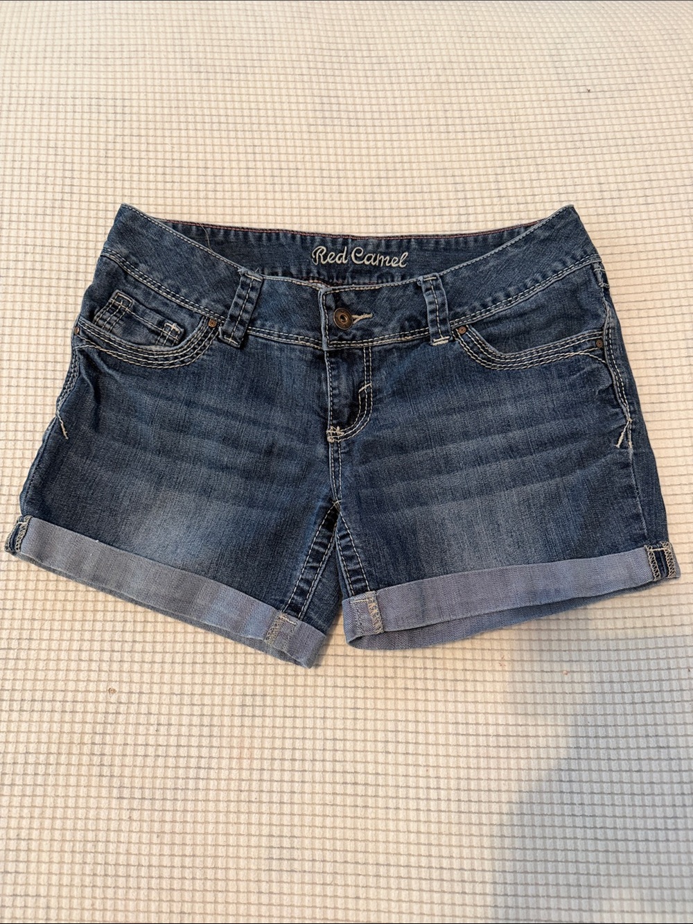 Red Camel Women's Medium Blue Rolled-Hem Denim Shorts